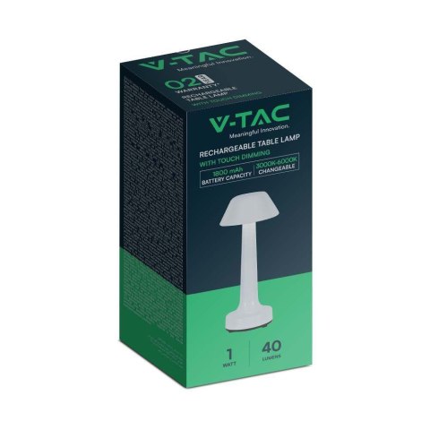 Lampka biurkowa nocna V-TAC 2W LED 23cm ładowanie USB CCT ściemnianie biała VT-7566 3000K-6000K 40lm