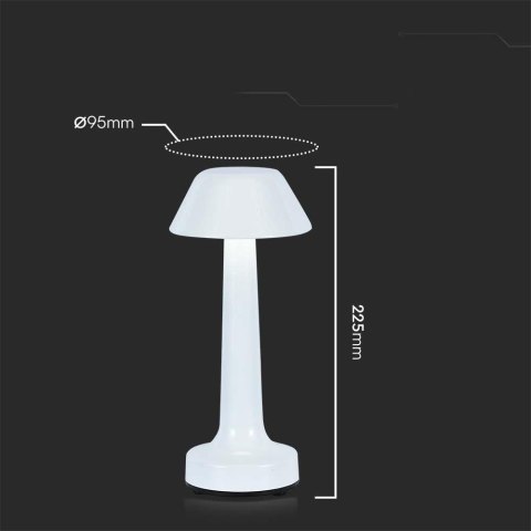 Lampka biurkowa nocna V-TAC 2W LED 23cm ładowanie USB CCT ściemnianie biała VT-7566 3000K-6000K 40lm