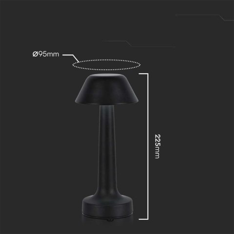 Lampka biurkowa nocna V-TAC 2W LED 23cm ładowanie USB CCT ściemnianie czarna VT-7566 3000K-6000K 40lm