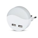 Lampka nocna do gniazdka LED z USB V-TAC SAMSUNG CHIP okrągła VT-84-RD 3000K 10lm