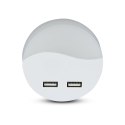 Lampka nocna do gniazdka LED z USB V-TAC SAMSUNG CHIP okrągła VT-84-RD 4000K 10lm