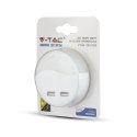 Lampka nocna do gniazdka LED z USB V-TAC SAMSUNG CHIP okrągła VT-84-RD 4000K 10lm