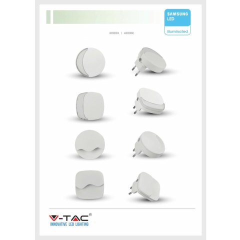 Lampka nocna do gniazdka LED z USB V-TAC SAMSUNG CHIP okrągła VT-84-RD 4000K 10lm
