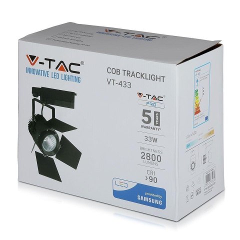 Oprawa 33W LED V-TAC szynosystem 3F SAMSUNG CHIP CRI90+czarna VT-433-B 5000K 2800lm 5 lat gwarancji