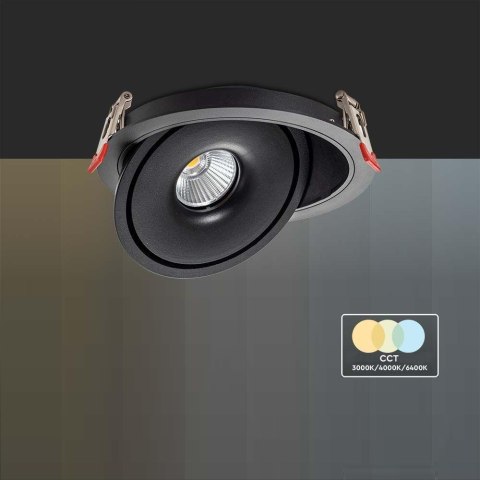Oprawa V-TAC LED uchylny downlight 12W LED COB CRI90+CCT czarna VT-2512 3000K-4000K-6400K 785lm