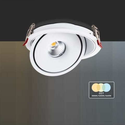 Oprawa V-TAC LED uchylny downlight 20W LED COB CRI90+CCT biała VT-2520 3000K-4000K-6400K 1408lm