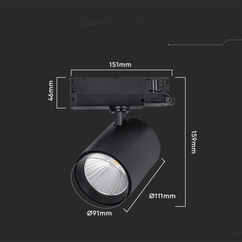 Oprawa szynosystem 3F V-TAC 35W 30st czarna VT-4235 4000K 3000lm 3 lata gwarancji