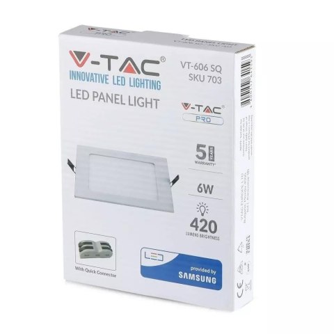 Panel premium V-TAC 6W LED SAMSUNG CHIP kwadrat 120x120x12mm VT-606SQ 6400K 420lm 5 lat gwarancji