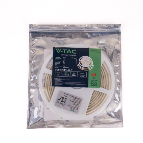 Taśma LED V-TAC bezpunktowa COB 320LED 24V IP67 10W/m VT-COB 320 3000K 840lm