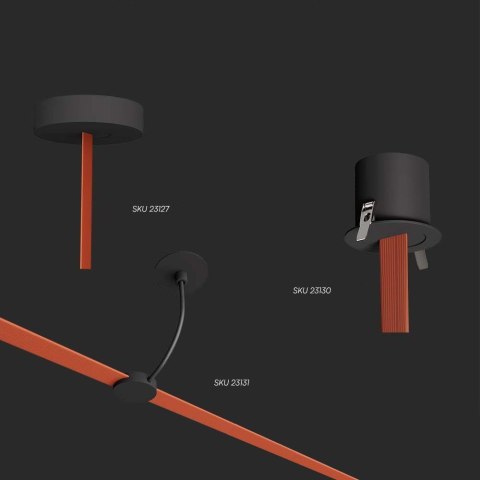 Klips końcowy 7,5x10,4mm szynosystem taśmowy 48V V-TAC czarne 3 lata gwarancji