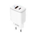 Ładowarka USB V-TAC szybka 20W biała mini dual USB type-A type-C VT-3530
