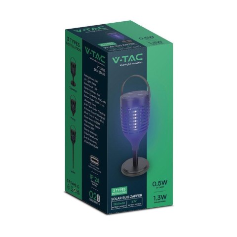 Lampa hybrydowa solarna owadobójcza V-TAC 3w1 1000V ładowanie USB-C VT-3215
