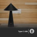 Lampka biurkowa nocna V-TAC 3W LED 33cm CCT ładowanie USB-C ściemnianie czarna skóra VT-10117 3000K-6000K 240lm