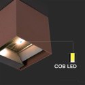 Oprawa ścienna solarna V-TAC 9W LED COB regulowana brąz corten kostka 15x15cm IP65 VT-11109 4000K 860lm