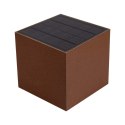 Oprawa ścienna solarna V-TAC 9W LED COB regulowana brąz corten kostka 15x15cm IP65 VT-11109 4000K 860lm
