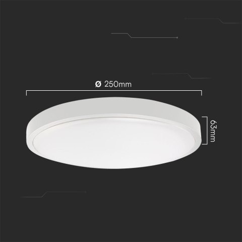 Plafon V-TAC 18W LED SAMSUNG CHIP okrągły 25cm natynkowy IP44 biały VT-8618 6500K 1830lm 5 lat gwarancji