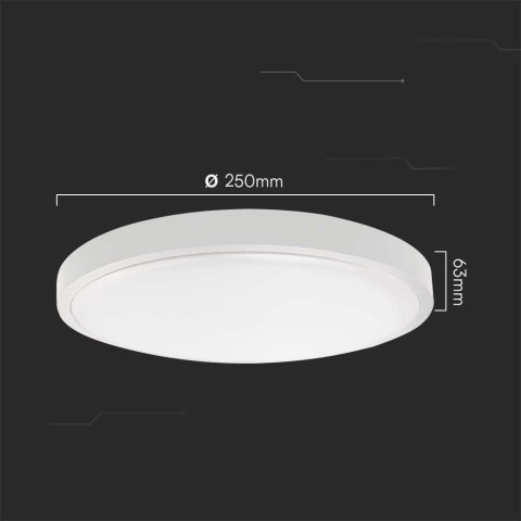 Plafon V-TAC 18W LED okrągły 25cm natynkowy IP44 biały VT-8618 3000K 1830lm