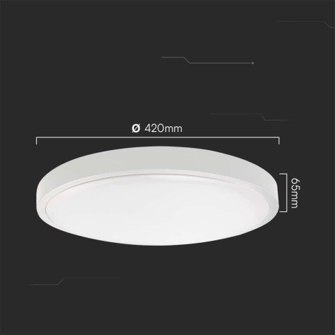 Plafon V-TAC 36W LED okrągły 42cm natynkowy pilot czujnik ruchu IP44 biały VT-8630S 4000K 3820lm