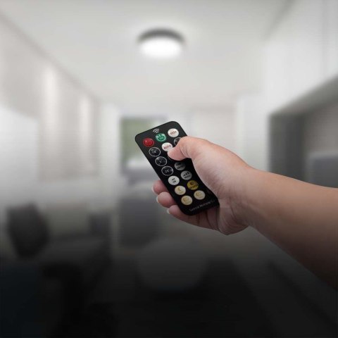 Plafon V-TAC 36W LED okrągły 42cm natynkowy pilot czujnik ruchu IP44 czarny VT-8630S 4000K 3820lm