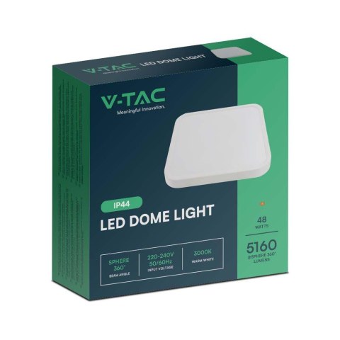 Plafon V-TAC 48W LED kwadrat 42x42cm natynkowy IP44 biały VT-8630 3000K 5160lm