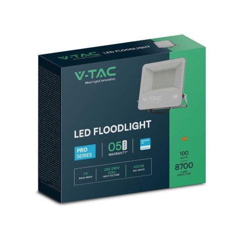 Projektor LED V-TAC 100W 100Lm/W przewód 1mb SAMSUNG CHIP czarny VT-44104 6500K 8700lm 5 lat gwarancji