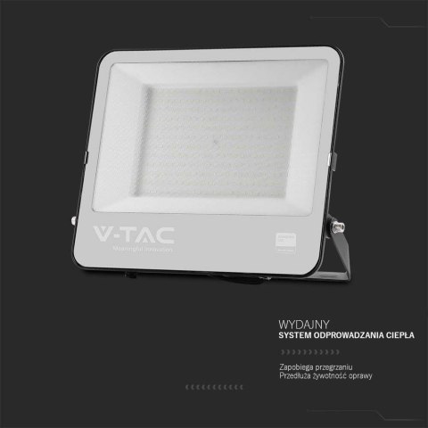 Projektor LED V-TAC 200W 100Lm/W przewód 1mb SAMSUNG CHIP czarny VT-44204 6500K 17540lm 5 lat gwarancji
