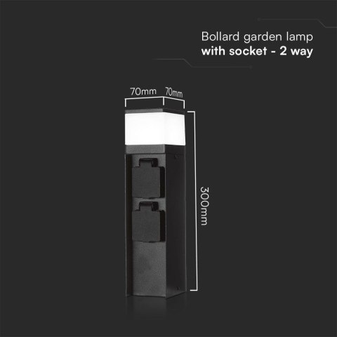 Słupek ogrodowy LED G9 V-TAC 2 gniazda 2x16A 23cm 3600W IP44 grafit VT-1197 3 lata gwarancji
