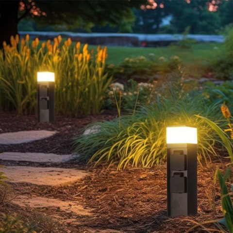 Słupek ogrodowy LED G9 V-TAC 2 gniazda 2x16A 23cm 3600W IP44 grafit VT-1197 3 lata gwarancji
