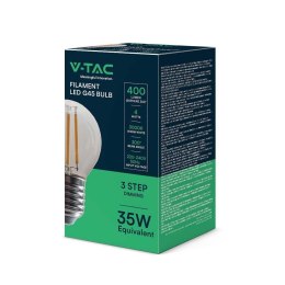 Żarówka LED filament V-TAC 4W kulka G45 E27 3xKlik ściemnialna VT-2704 3000K 400lm