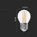 Żarówka LED filament V-TAC 4W kulka G45 E27 3xKlik ściemnialna VT-2704 3000K 400lm