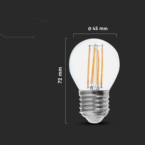 Żarówka LED filament V-TAC 4W kulka G45 E27 3xKlik ściemnialna VT-2704 3000K 400lm