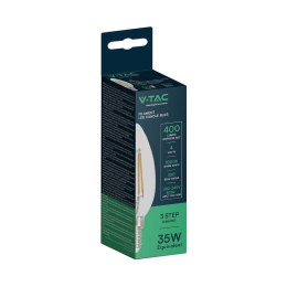 Żarówka LED filament V-TAC 4W świeczka C37 E14 3xKlik ściemnialna VT-2804 3000K 400lm