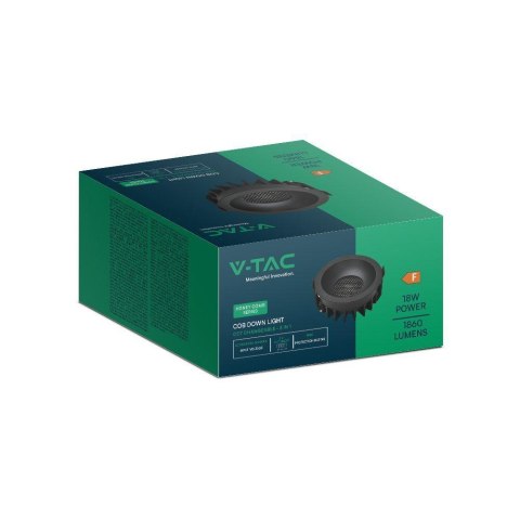 Oprawa V-TAC LED downlight 18W BRIDGELUX CHIP CCT czarna raster antyolśnieniowy plaster miodu VT-17018 3000K-4000K-6400K 1860lm