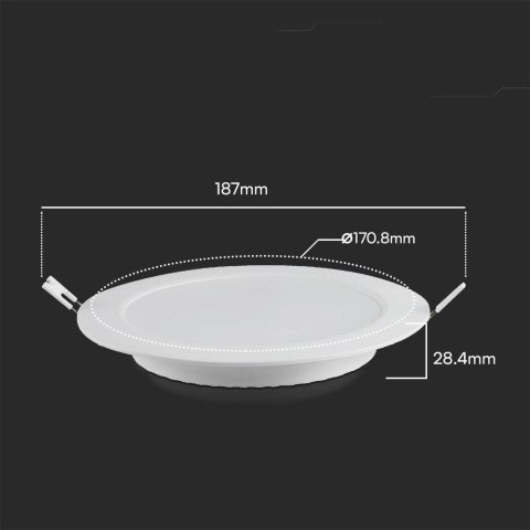 Panel wpuszczany V-TAC 12W LED SAMSUNG CHIP okrągły 170x28mm VT-61012RD-S 3000K 1200lm 5 lat gwarancji