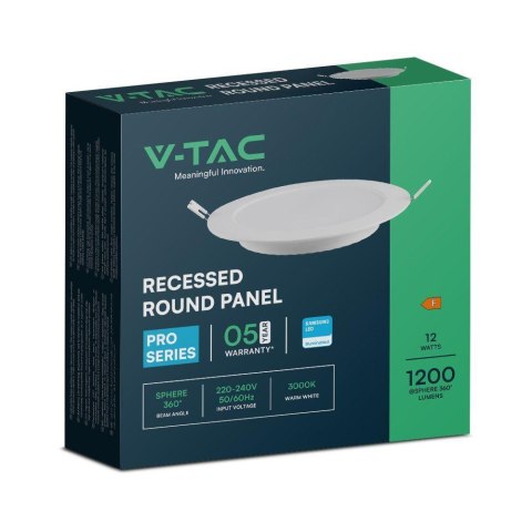 Panel wpuszczany V-TAC 12W LED SAMSUNG CHIP okrągły 170x28mm VT-61012RD-S 6500K 1200lm 5 lat gwarancji