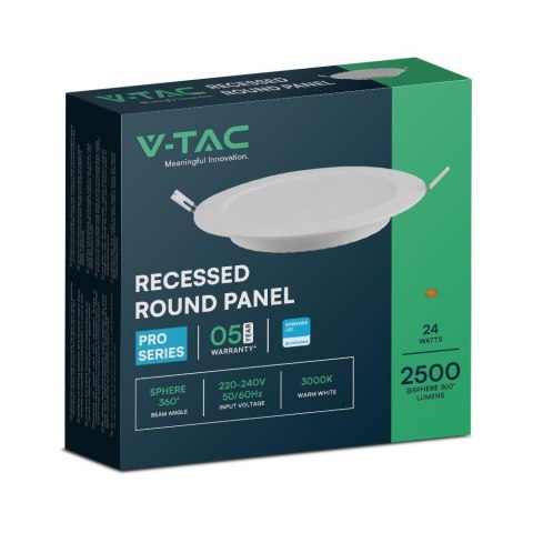 Panel wpuszczany V-TAC 24W LED SAMSUNG CHIP okrągły 294x29mm VT-61024RD-S 4000K 2500lm 5 lat gwarancji