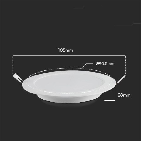 Panel wpuszczany V-TAC 3W LED SAMSUNG CHIP okrągły 90x28mm VT-61003RD-S 3000K 330lm 5 lat gwarancji