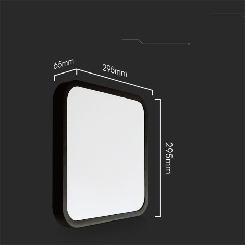 Plafon V-TAC 18W LED SAMSUNG CHIP kwadrat 30x30cm natynkowy pilot czujnik ruchu IP44 czarny VT-8618S 4000K 1830lm 5 lat gwarancj