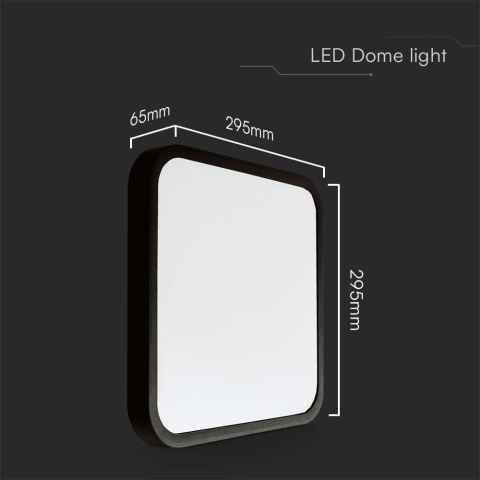 Plafon V-TAC 24W LED SAMSUNG CHIP kwadrat 30x30cm natynkowy IP44 czarny VT-8624B 4000K 2500lm 5 lat gwarancji