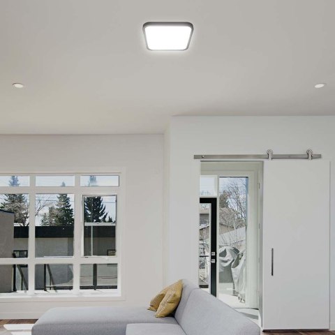 Plafon V-TAC 24W LED SAMSUNG CHIP kwadrat 30x30cm natynkowy IP44 czarny VT-8624B 4000K 2500lm 5 lat gwarancji