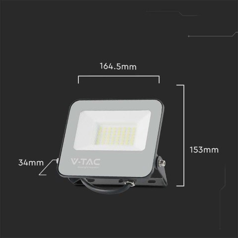 Projektor LED V-TAC 30W czarny 160Lm/W VT-44031 4000K 4800lm 5 lat gwarancji