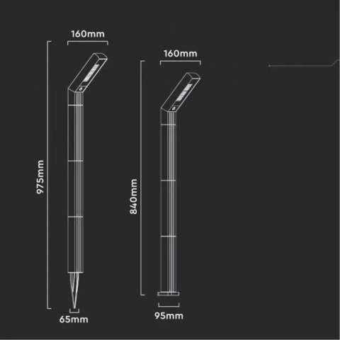 Słupek ogrodowy V-TAC solarny LED 1,7W 2w1 baza+szpilka wbijana 85cm VT-10185 3000K-4000K-6500K 100lm 3 lata gwarancji