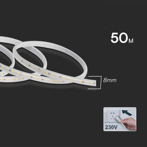 Taśma LED 230V V-TAC rękaw IP65 120LED/m 10,5W/m rolka 50mb VT-2835 121-50M 4000K 1000lm