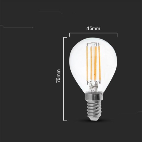 Żarówka LED V-TAC 6W filament E14 kulka P45 VT-2466 2700K 600lm