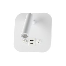 Oprawa LED V-TAC 8W COB CREE kinkiet biały hotel łóżko USB+USB C włącznik VT-80068-W 3000K 830lm 2 Lata gwarancji