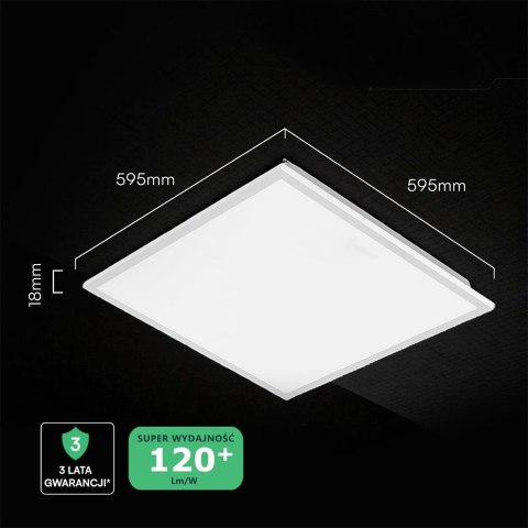 Panel LED V-TAC 40W 600x600 backlight 33mm 120Lm/W VT-61042 4000K 4800lm 5 lat gwarancji