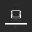 Profil aluminiowy anodowany V-TAC 2mb klosz mleczny 2000x17,7x13mm VT-71005 5 lata gwarancji