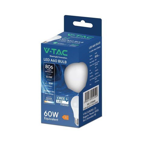 Żarówka LED V-TAC CREE CHIP 8,5W E27 A60 VT-2099 3000K 806lm 6 lat gwarancji
