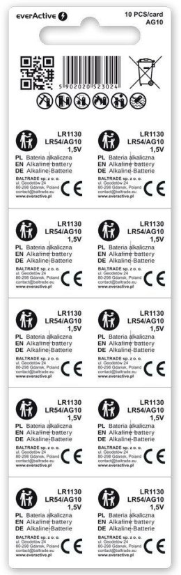Bateria AG10 / G10 / LR54 / LR1130 everActive 1,5V (blister 10 szt.)