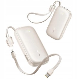 Powerbank Baseus EnerFill FC21 20000 mAh 22,5 W USB-A USB-C beżowy z odłączanym kablem Lightning